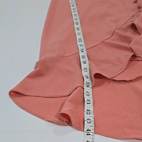 Shinestar - Pink Elegant High-Low Flared Hem, Ruffle Neck Dress Women's Small - Picture 8 of 13